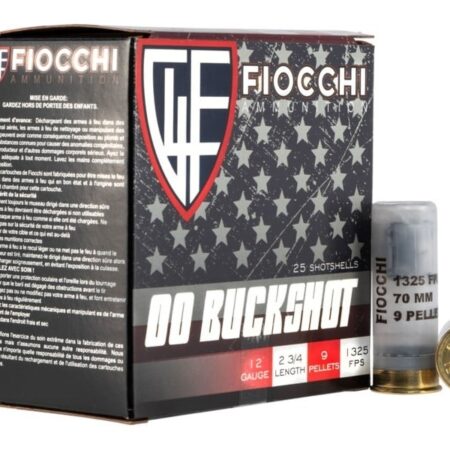 Fiocchi 12 Gauge 2-3/4" 00 Buckshot 9 Nickel Plated Pellets- Box of 25