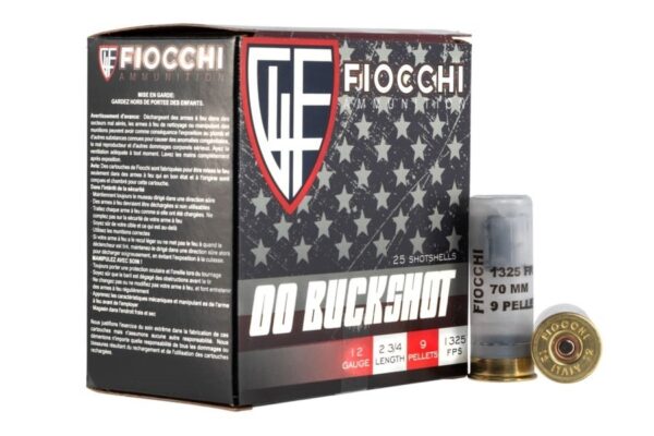 Fiocchi 12 Gauge 2-3/4" 00 Buckshot 9 Nickel Plated Pellets- Box of 25