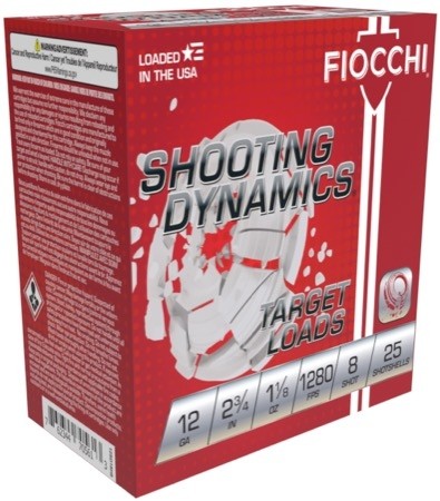 Fiocchi Shooting Dynamics Target Loads 12 Gauge 2-3/4" 1-1/8 oz #8 Shot- Box of 25