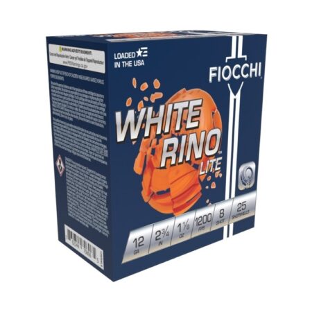 Fiocchi White Rino Lite 12 Gauge 2-3/4" 1-1/8 oz #8 Shot- Box of 25