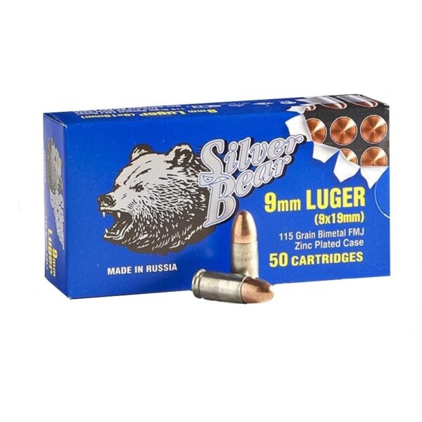Silver Bear 9mm Luger 115 Gr. FMJ (Bi-Metal)- Box of 50