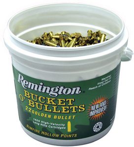 Remington Golden Bullet .22 Long Rifle 36 Gr. Plated Lead Hollow Point- Bucket of 1400