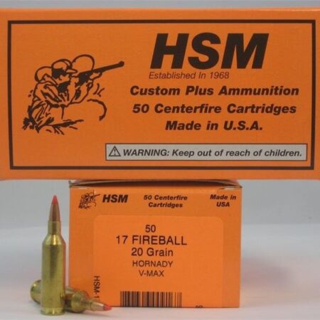 HSM Factory Blemish .17 Fireball 20 Gr. Hornady V-MAX- Box of 50