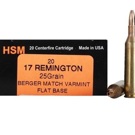 HSM Trophy Gold .17 Remington 25 Gr. Berger Match Varmint Flat Base- Box of 20