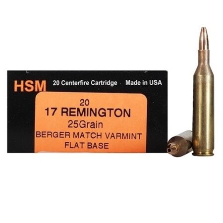 HSM Factory Blemish Trophy Gold .17 Remington 25 Gr. Berger Match Varmint Flat Base- Box of 20
