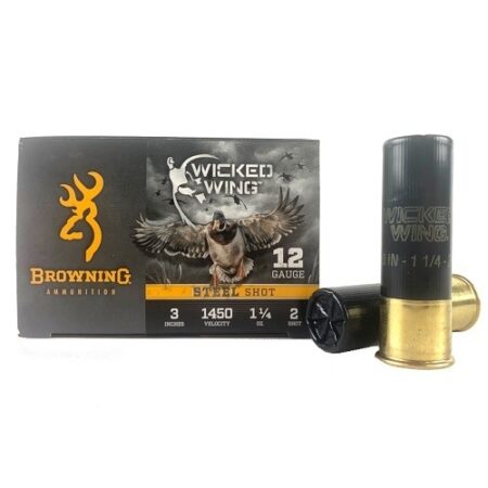 Browning Wicked Wings 12 Gauge 3" 1-1/4 oz #2 Steel Shot- Lead Free- Box of 25