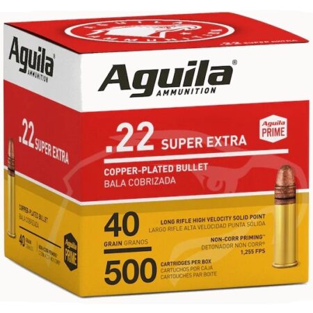 Aguila SuperExtra .22 Long Rifle 40 Gr. Plated Lead Round Nose- Box of 500