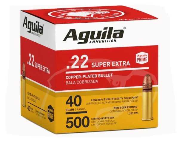 Aguila SuperExtra .22 Long Rifle 40 Gr. Plated Lead Round Nose- Box of 500