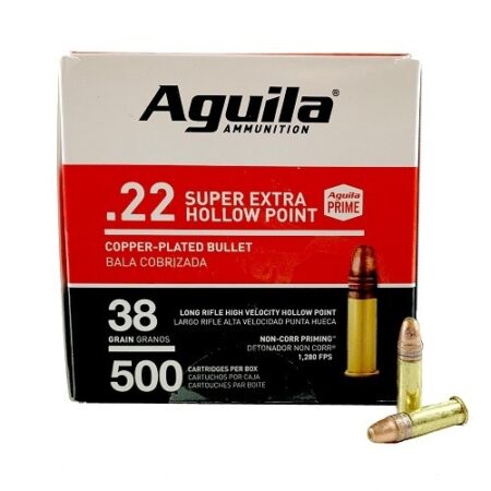 Aguila SuperExtra .22 Long Rifle 38 Gr. Plated Lead Hollow Point- Box of 500