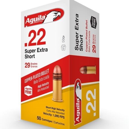 Aguila Super Extra High Velocity .22 Short 29 Gr. Plated Lead Round Nose- Box of 50