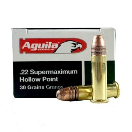 Aguila Super Maximum .22 Long Rifle 30 Gr. Hyper Velocity Plated Lead Hollow Point- Box of 50