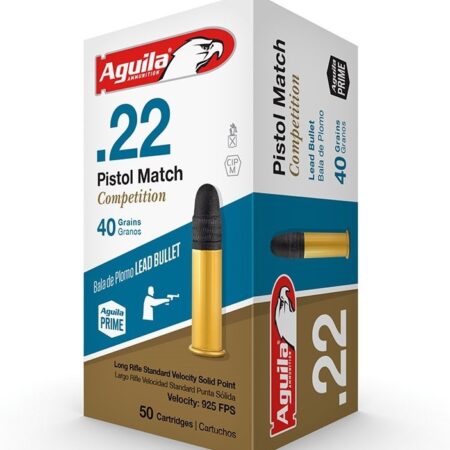 Aguila Match Pistol .22 Long Rifle 40 Gr. Lead Round Nose- Box of 50