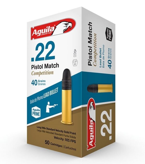 Aguila Match Pistol .22 Long Rifle 40 Gr. Lead Round Nose- Box of 50