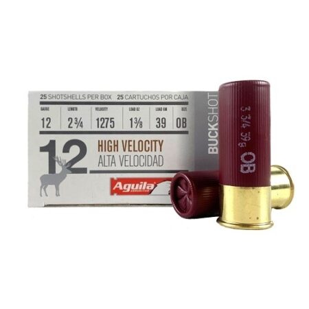 Aguila High Velocity 12 Gauge 2-3/4" 1-3/8 oz 0 Buckshot 12 Pellets- Box of 25