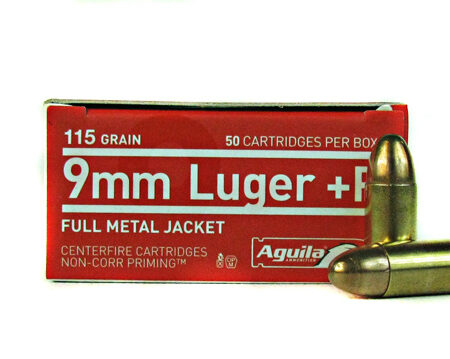 Aguila 9mm Luger +P 115 Gr. Full Metal Jacket- Box of 50