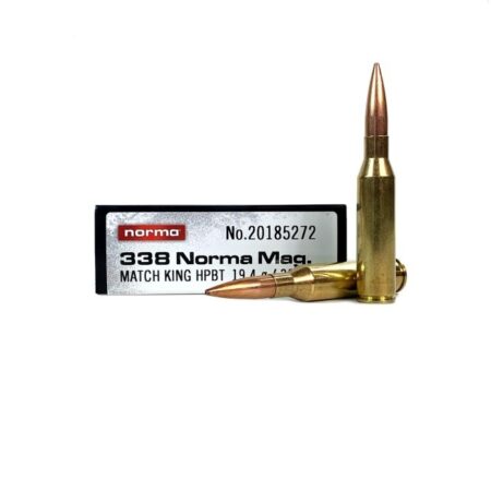 Norma Match .338 Norma Magnum 300 Gr. Sierra MatchKing Hollow Point Boat Tail- Box of 20