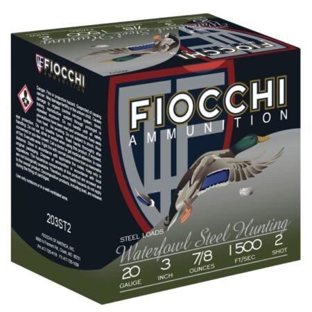Fiocchi Steel 20 Gauge 3" 7/8 oz #2 Zinc Plated Non-Toxic Steel Shot- Box of 25