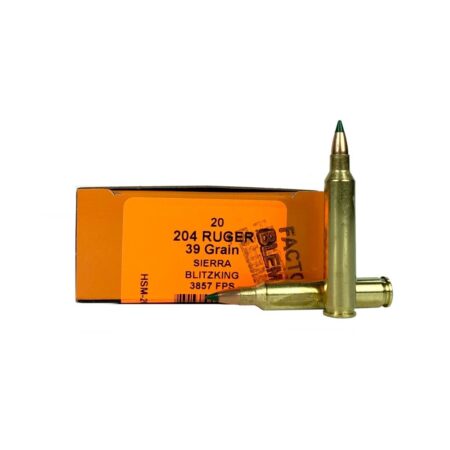 HSM Factory Blemish .204 Ruger 39 Gr. Sierra Blitzking Polymer Tip- Box of 20