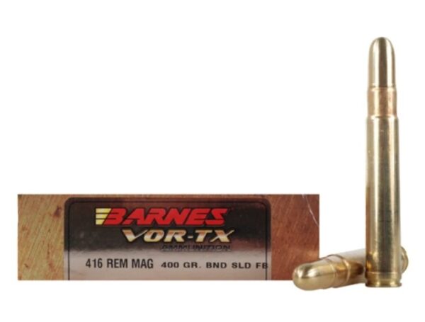 Barnes VOR-TX Safari .416 Remington Magnum 400 Gr. Banded Solid Round Nose- Lead Free- Box of 20
