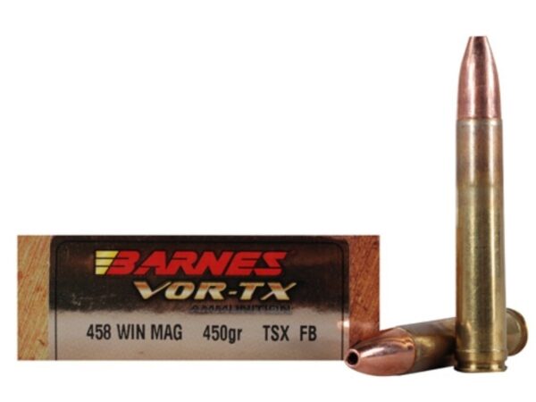 Barnes VOR-TX Safari .458 Winchester Magnum 450 Gr. TSX Flat Base- Lead Free- Box of 20
