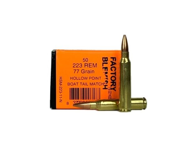 HSM Factory Blemish .223 Remington 77 Gr. Sierra MatchKing Hollow Point- Box of 50
