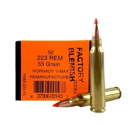 HSM Factory Blemish .223 Remington 55 Gr. Hornady V-Max - Remanufactured- Box of 50