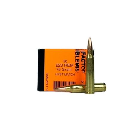 HSM Factory Blemish .223 Remington 75 Gr. Hollow Point Boat Tail Match- Box of 50