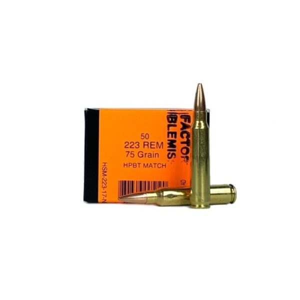 HSM Factory Blemish .223 Remington 75 Gr. Hollow Point Boat Tail Match- Box of 50