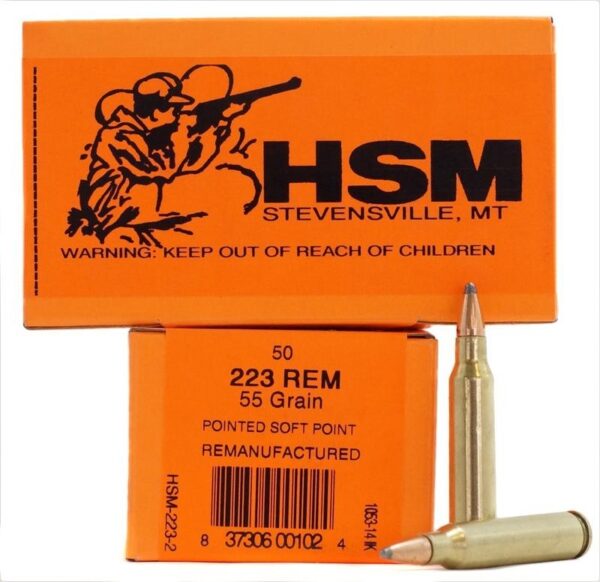 HSM Factory Blemish .223 Remington 55 Gr. Pointed Soft Point - Remanufactured- Box of 50