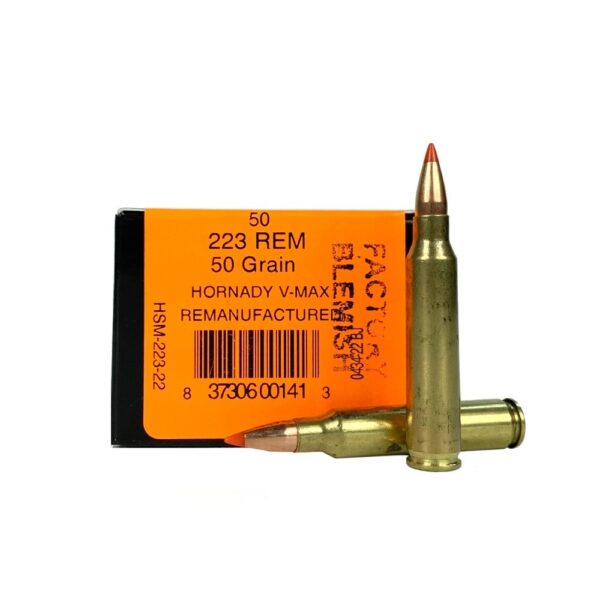 HSM Factory Blemish .223 Remington 50 Gr. Hornady V-Max - Remanufactured- Box of 50