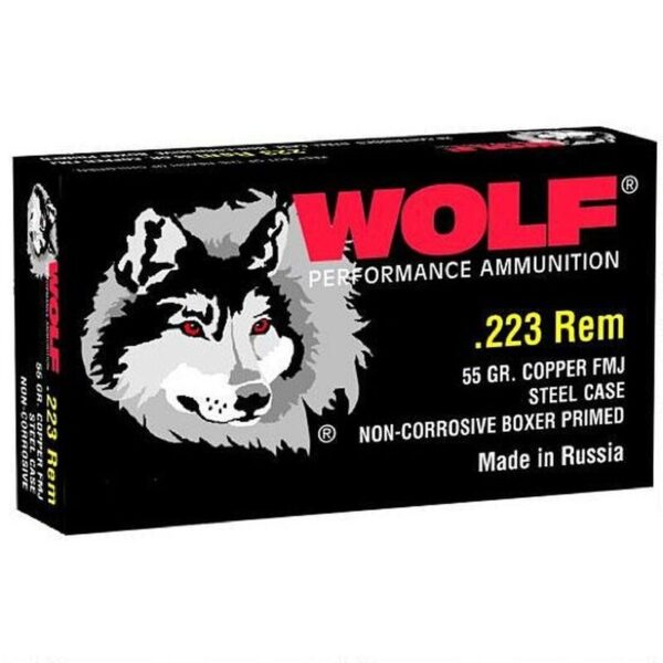 Wolf Performance .223 Remington 55 Gr. Full Metal Jacket (Bi-Metal) Steel Case- Box of 20
