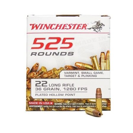 Winchester .22 Long Rifle 36 Gr. Plated Lead Hollow Point- Box of 525