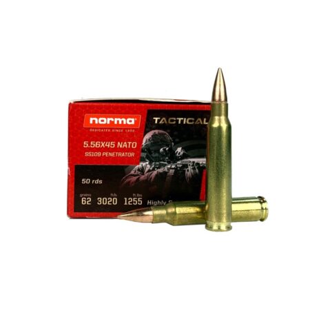 Norma Tactical 5.56x45mm NATO 62 Gr. SS109 Penetrator Full Metal Jacket- Box of 50