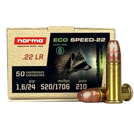 Norma Eco Speed-22 .22 Long Rifle 24 Gr. Copper Plated Round Nose- Lead Free- Box of 50