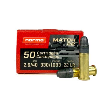 Norma Match-22 .22 Long Rifle 40 Gr. Lead Round Nose- Box of 50