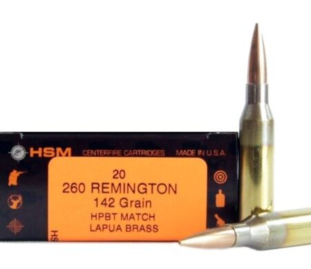 HSM .260 Remington 142 Gr. HPBT Match- Lapua Brass- Box of 20