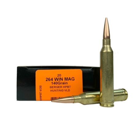 HSM Trophy Gold .264 Winchester Magnum 140 Gr. Berger Hunting VLD Hollow Point Boat Tail- Box of 20
