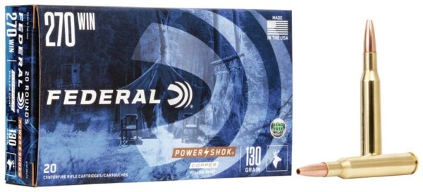 Federal Power-Shok .270 Winchester 130 Gr. Copper Hollow Point- Lead-Free- Box of 20