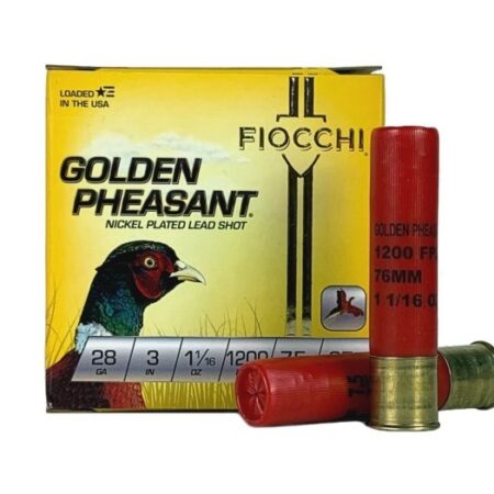 Fiocchi Golden Pheasant 28 Gauge 3" 11/16 oz #7-1/2 Nickel Plated Shot- Box of 25