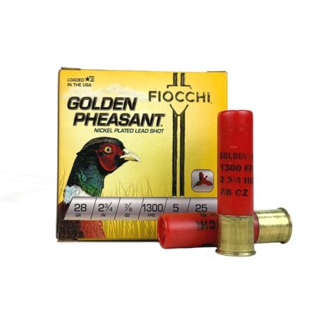 Fiocchi Golden Pheasant 28 Gauge 2-3/4" 7/8 oz #5 Nickel Plated Shot- Box of 25