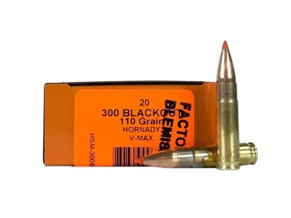 HSM Factory Blemish .300 AAC Blackout 110 Gr. Hornady V-Max- Box of 20