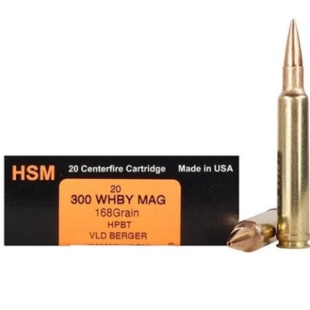 HSM Factory Blemish Trophy Gold .300 Weatherby Magnum 168 Gr. Berger Hunting VLD Hollow Point Boat Tail- Box of 20
