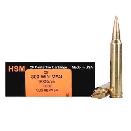 HSM Factory Blemish Trophy Gold .300 Winchester Magnum 168 Gr. Berger Hunting VLD HBPT- Box of 20