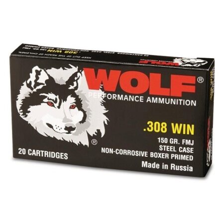 Wolf Performance .308 Winchester 150 Gr. Full Metal Jacket (Bi-Metal) Steel Case- Box of 20