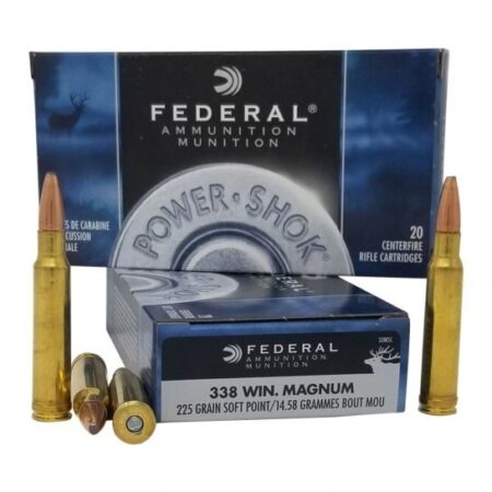 Federal Power-Shok .338 Winchester Magnum 225 Gr. Soft Point- Box of 20