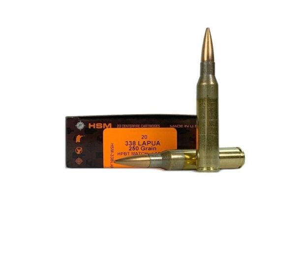 HSM .338 Lapua 250 Gr. HPBT Match- Lapua Brass- COAL 3.600- Box of 20