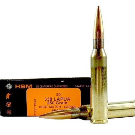 HSM .338 Lapua 250 Gr. HPBT Match- Lapua Brass- COAL 3.760- Box of 20