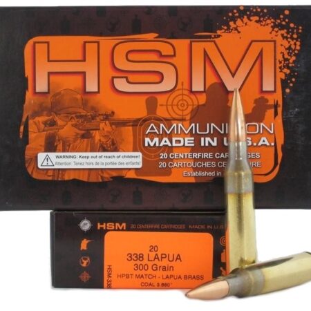 HSM Factory Blemish .338 Lapua 300 Gr. HPBT Match- Lapua Brass- COAL 3.680- Box of 20