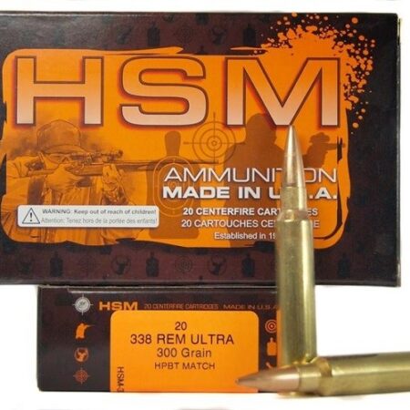 HSM Factory Blemish .338 Remington Ultra Magnum 300 Gr. HPBT Match- Box of 20