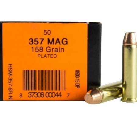 HSM Factory Blemish .357 Magnum 158 Gr. Plated Flat Point- Box of 50